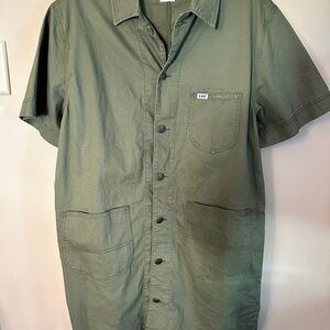 Lee Olive Green Button-Up Shirt Dress